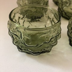 Set /6 ANCHOR HOCKING Lido Milano Green Tumbler Rocks Glasses 5oz MCM-MINT!