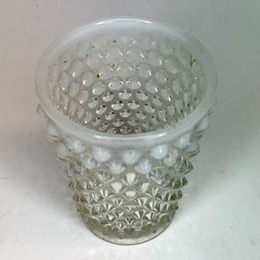 Tea Water Picture Cup Set Blue Opalescent Moonstone Hobnail Anchor Hocking Glass