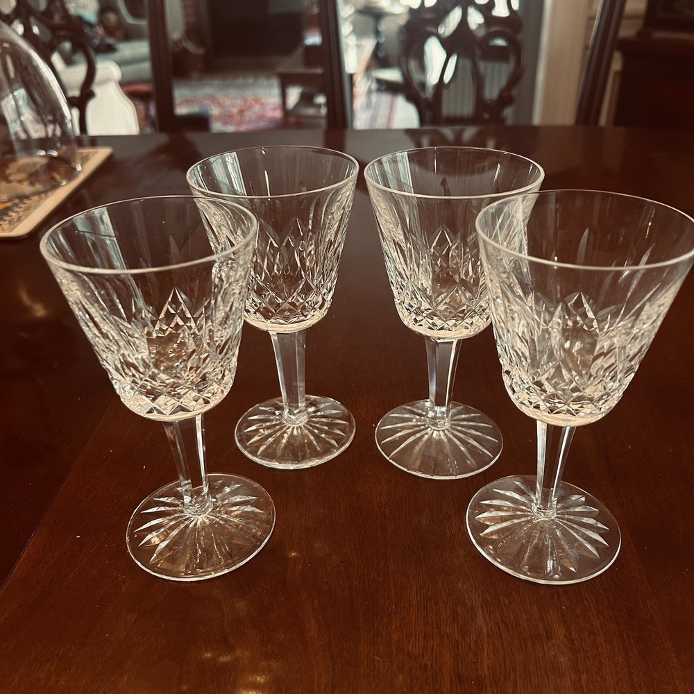 Set of Four Signed Waterford Claret Glasses. 5 7/8 Inches Tall Perfect