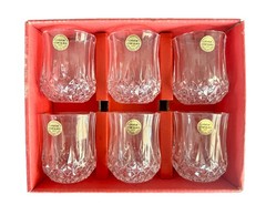 🥃 CRISTAL d’D’ARQUES LONGCHAMP Crystal Set of Six 2″ SHOT GLASSES, Original Box