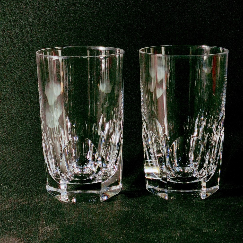 ATLANTIS EVORA HIGHBALL GLASSES, Cut Lead Crystal, 4 7/8″, 11oz, PORTUGAL, 2PCS