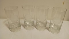 SET OF 4 PGA NATIONAL GOLF THEMED STERLING CUT GLASS HIGHBALL DRINKING GLASSES