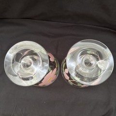 Vintage SET OF 2 Franciscan Desert Rose Goblet Imperial Glass 5 3/8” GLOWS Hnd P