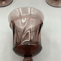 4 Fostoria Jamestown Purple Water Goblets Set Vintage Elegant Swirl Stemware