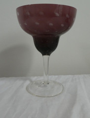 Drink Wine Glass Stemmed Purple Pink Clear 6 1/2″ Drinkware Barware Deco Vintage