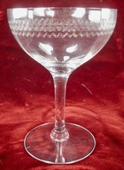 Champagne Sherbet Tiffin Franciscan 14196-4 Clear Glass Etched Swirls (O) AS IS