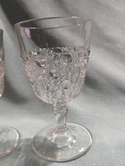 2 Vintage Early American Pattern Glass Flint Currier and Ives Goblet
