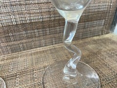2 Zig Zag Stem Clear Martini Glasses EUC