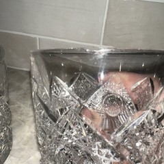 Antique ABP Cut Glass Tumblers 3 Hobstar Diamond Prima Donna Pattern chipped