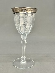 6 Tiffin-Franciscan MELROSE CLEAR Platinum Encrusted 6 5/8” Wine Glasses: MINT
