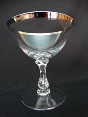 Fostoria Glass Wedding Ring Tall Champagne Stem Platinum Band Very Good Used Con