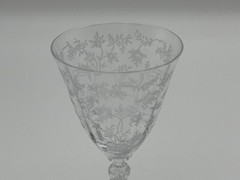 6 Fostoria Chintz Crystal 5 1/2″ Low Wine Goblets 3 1/2 Ounce