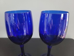 Set of 2 Libbey Premier Cobalt Blue Water Goblets