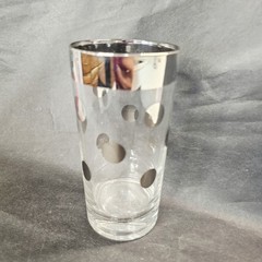 6 MCM Dorothy Thorpe 1960’s Highball Tumbler Silver Rim Polka Dots Retro Barware