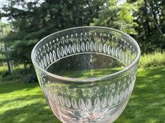 Antique Late 18th Century Cut & Engraved Blown Flint Glass Wine Glass Circa 1790