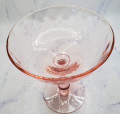 Vintage Pink Depression Glass Stem Diamond Pattern Cocktail Wine Glass
