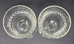 Set Of 6 Vintage Etched Gray Cut Laurel Cordial Liquor Glasses