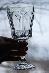 Vintage FOSTORIA VIRGINIA Set 5 Water Glasses SMOKEY GREY Hexagonal Panels 7.25″