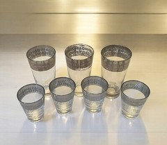 VTG Canonsburg Temporama 7 Pc Barware Lot Hi-Ball Glass Shot Glass