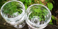 2 Vintage Rounded Goblets Kings Thumbprint Extra Heavy 2.1 Lb Glass Wine Beer