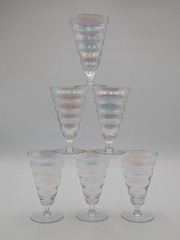 Utility Glass Works Cambodia Ware Clear Iridescent Iced Tea Glasses Set of 6
