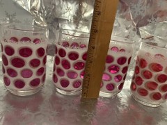❤️4 Libbey Concord Cranberry Coin Dot Sugar Frosted 12oz Drinking Glasses