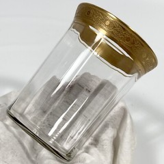 Vtg Tiffin Franciscan MINTON Gold Encrusted Trim Optic Glass Tumbler 10.5 oz. 4″