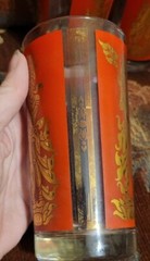 Vintage Culver Siam Thai Goddess Dancer Mid-Century Modern Red Tumblers Set of 4
