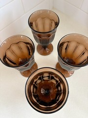 Set of 4 Vintage Libbey Gibraltar Mocha Brown Water Goblets – DuraTuff Glass
