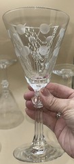 VTG Set Of Six 6 Libbey Rock Sharpe Water/Wine Goblets Gray Cut Dots Hand Blown