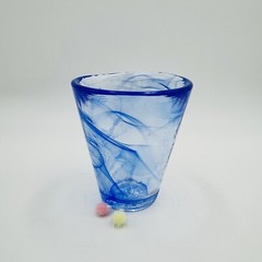 Kosta Boda Mine Blue Swirl Drinking Glass Tumbler by Ulrica Hydman Vallien 4.5”H