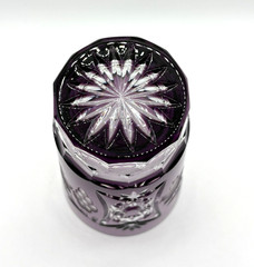Ajka Marsala Highball Tumbler Glass Amethyst Cut to Clear 5-14″