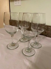 Set of 3 Stem Wine Glasses Clear 8″ Tall 2 1/4″ Diameter Opening