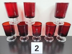 28 Pc Cristal D’Arques Cavalier Ruby Goblet Champagne Wine Cordial Red Glass Lot