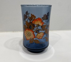 Vintage Small Blue Juice Glasses Libbey Bolero “Franco” Orange Poppy MCM
