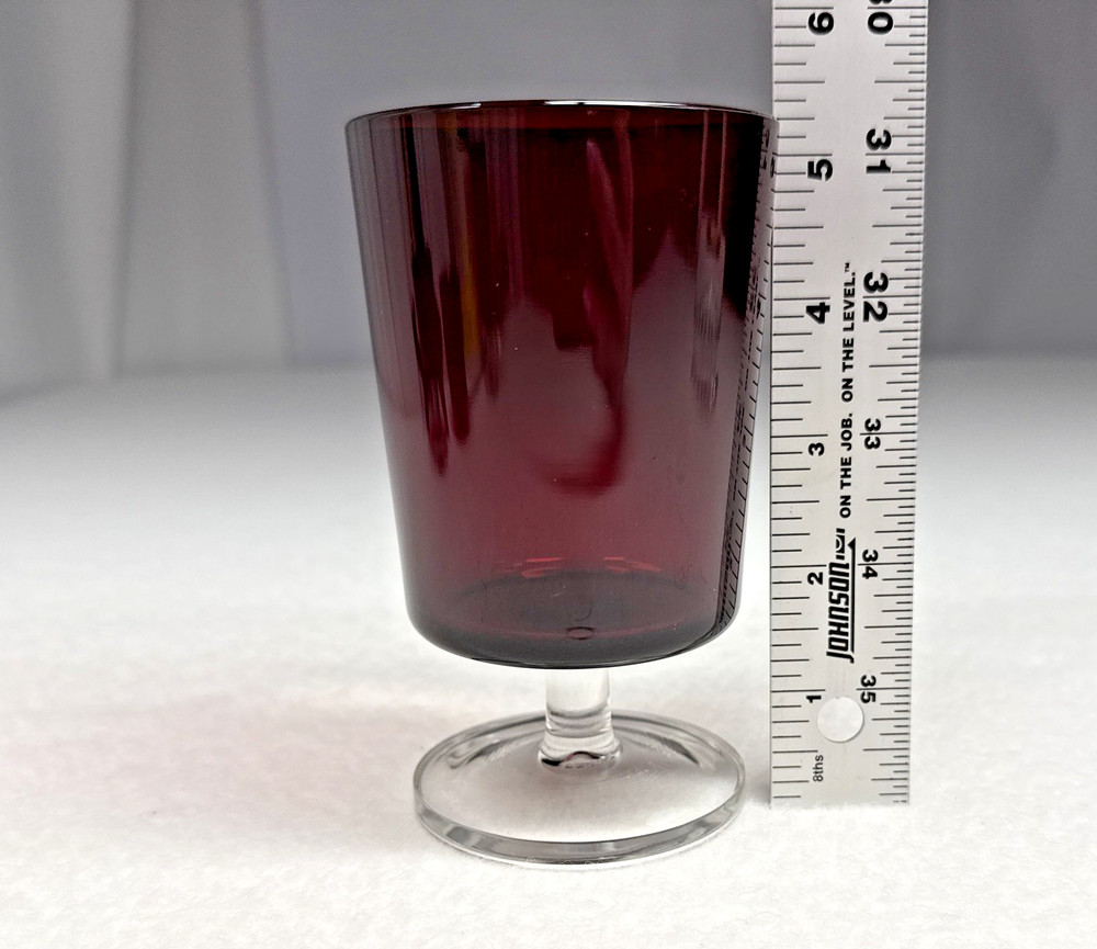 Luminarc Cavalier France Ruby Red Water Goblet 5″ Clear Stem Replacement Glass