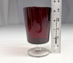 Luminarc Cavalier France Ruby Red Water Goblet 5″ Clear Stem Replacement Glass