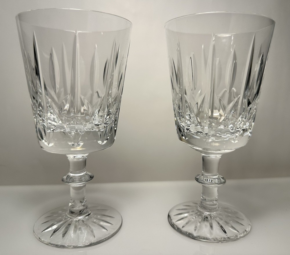 Royal Brierley Ascot Water Goblet Glasses Set 2 Elegant Vintage Crystal Signed