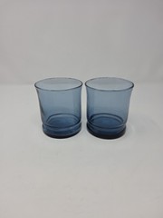 Set Of 2 Vintage Libbey Capri Dusky Blue Rocks or Juice Glasses