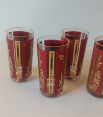 MCM Culver Glass Barware SET 7 Pc. Thai Goddess Siam High Ball Tumblers 1960’s