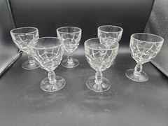 6 Lot Vtg 1940s Cambridge Glass Cascade wine water goblets Looks Like Cobwebs!
