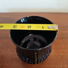 Vintage Black Glass Drinking Glasses Textured Rocks Glass Lowball