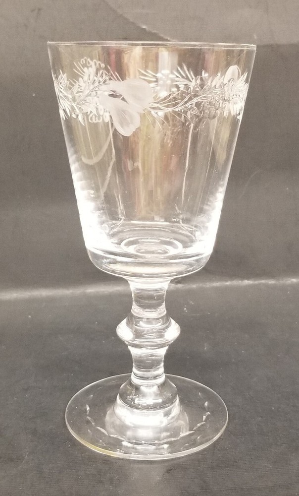 Signed Hawkes «FRUITS BORDER» 6 5/8″ Water Goblet Stem #7334 – 5 Available