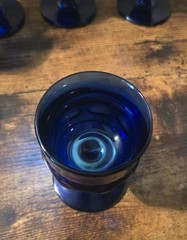 8 Vintage Indiana Glass Company King’s Crown Cobalt Blue Goblet Glasses. #41#