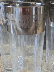 Vintage MCM Atomic Temporama Canonsburg Silver Band Cocktail Glasses Sets of 6