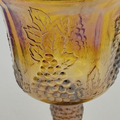 Vintage Indiana Glass Iridescent Amber Harvest Grape Goblet 7 Oz Very Pretty