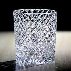 Hand Cut Clear 24% Lead Crystal Whiskey Glass Cup Stars Pattern 270ml