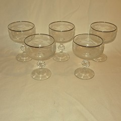 Set of 5 Silver Lace Platinum 5″ Champagnes Glasses by Import Assoc