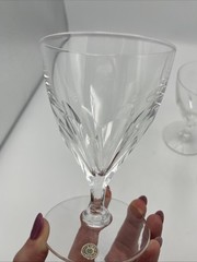 Val St Lambert Water Goblet Glass Gevary Pattern 5 1/8″ Tall Set of 4