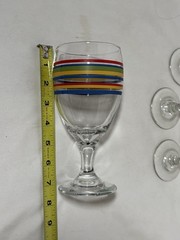 Libbey Fiesta Mambo Rainbow Stripe Water Goblet Vintage Multicolor 7” Stemware